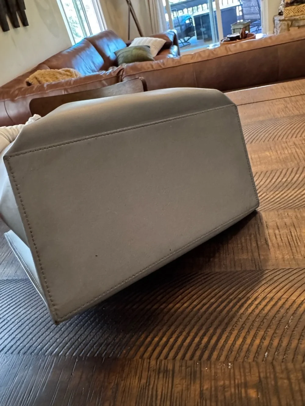 Furla gray Italian leather tote bag gold hardware - Picture 9 of 17